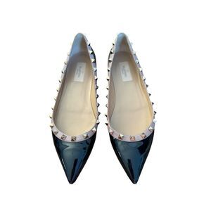 Valentino Garavani Rockstud pointed-toe ballet flats black patent leather 39 / 9